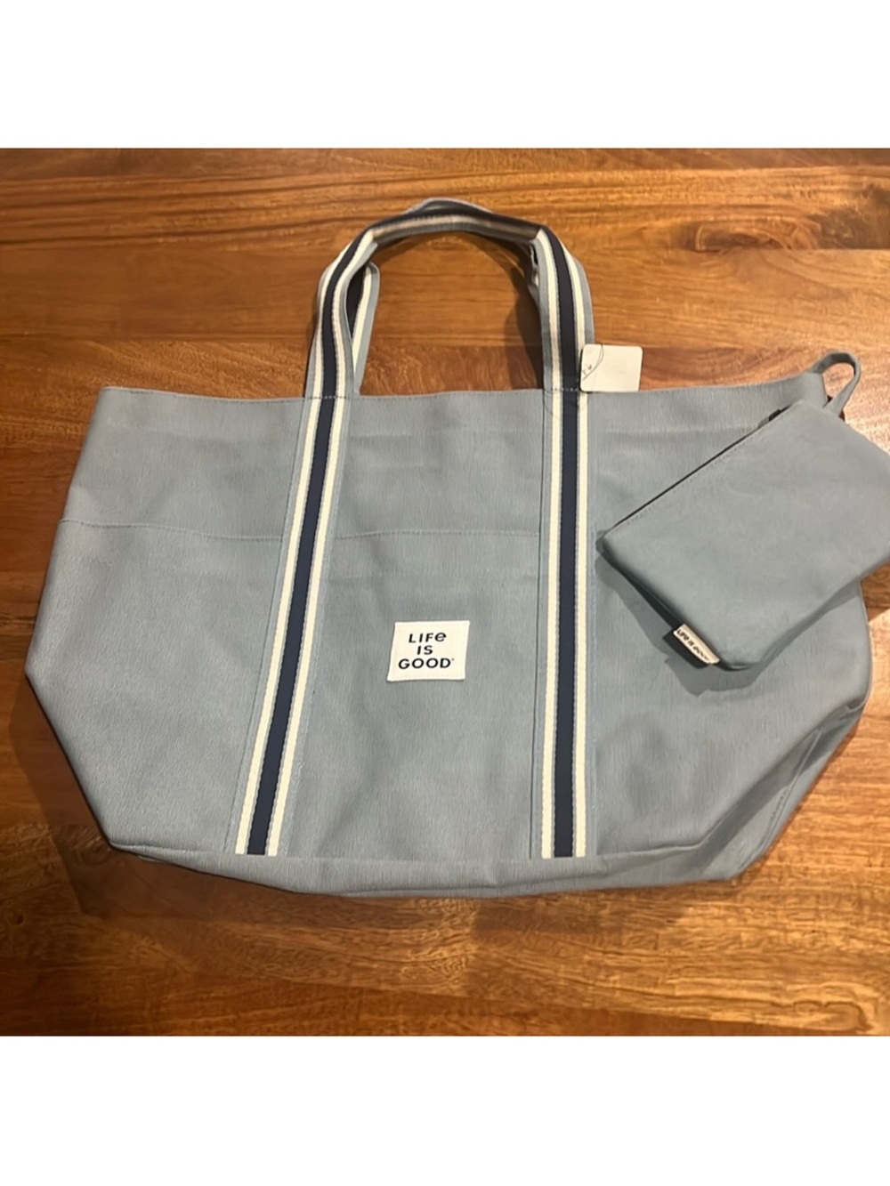 Life is Good Blue Canvas Tote Bag